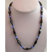 Blue Cat's Eye Opal Twist Hematite Beads Stone Necklace 18inch